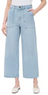 La Ligne Izzie Cropped High-rise Organic Wide-leg Jeans In Malibu