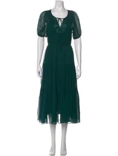 Pre-owned La Ligne Tie Neck Midi Length Dress W/ Tags In Green