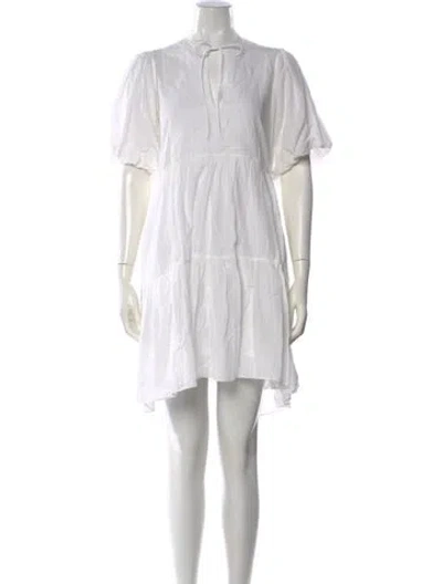 Pre-owned La Ligne Tie Neck Mini Dress In White