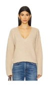 La Ligne Toujours Mini V Neck Sweater In Tan