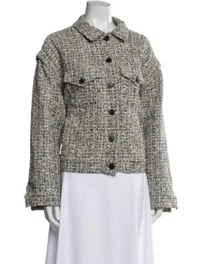 Pre-owned La Ligne Tweed Pattern Evening Jacket In White