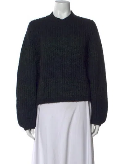 Pre-owned La Ligne Tweed Pattern Mock Neck Sweater In Black