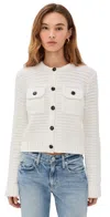 La Ligne Tweed Stitch Cardigan Ivory In White