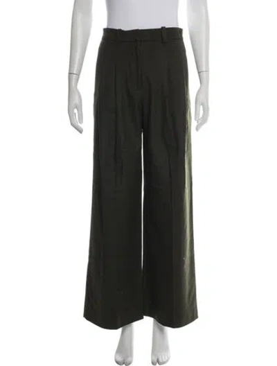 Pre-owned La Ligne Virgin Wool Wide Leg Pants In Green