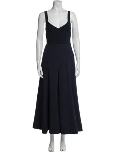 Pre-owned La Ligne V-neck Jumpsuit In Blue