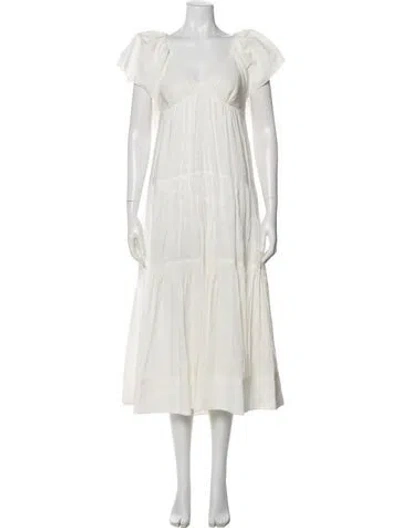 Pre-owned La Ligne V-neck Knee-length Dress In Gray