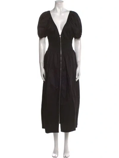 Pre-owned La Ligne V-neck Long Dress In Black