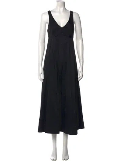 Pre-owned La Ligne V-neck Long Dress In Black
