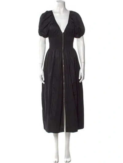 Pre-owned La Ligne V-neck Long Dress In Black