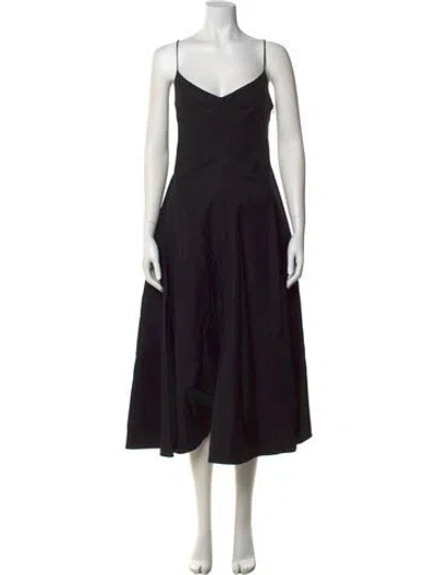 Pre-owned La Ligne V-neck Long Dress In Black