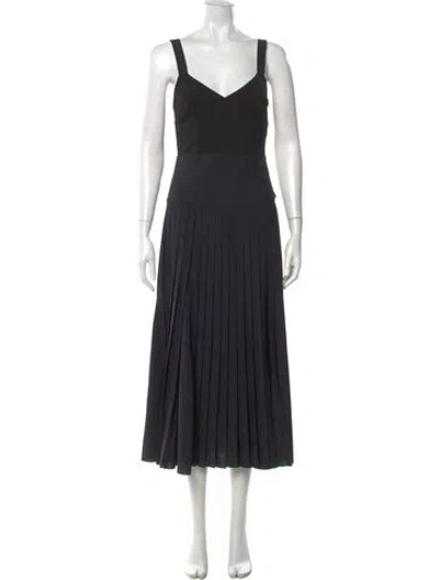 Pre-owned La Ligne V-neck Long Dress In Black