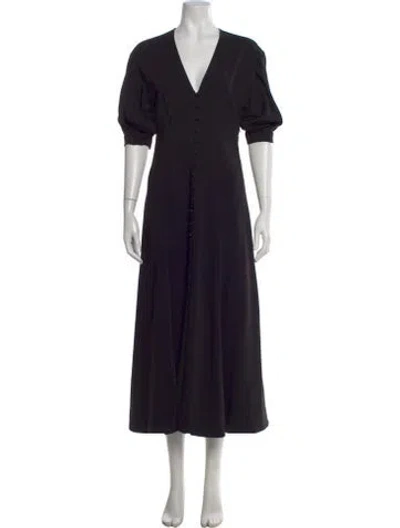 Pre-owned La Ligne V-neck Long Dress In Black