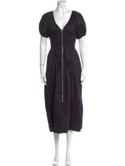 Pre-owned La Ligne V-neck Long Dress In Black