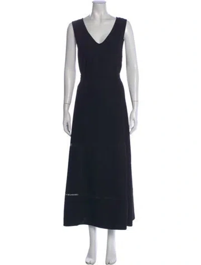 Pre-owned La Ligne V-neck Long Dress In Black