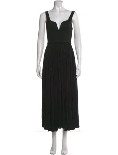 Pre-owned La Ligne V-neck Long Dress In Black
