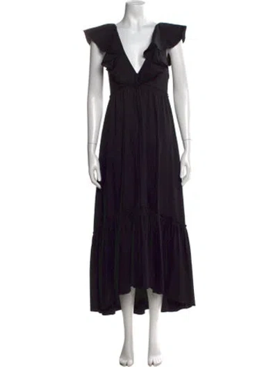 Pre-owned La Ligne V-neck Long Dress In Black