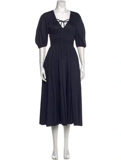 Pre-owned La Ligne V-neck Long Dress In Blue