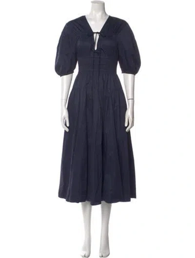 Pre-owned La Ligne V-neck Long Dress In Blue