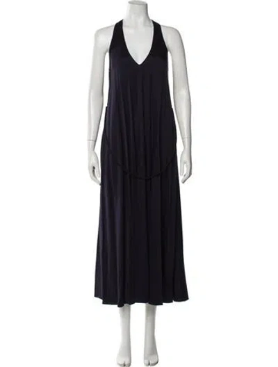 Pre-owned La Ligne V-neck Long Dress In Blue