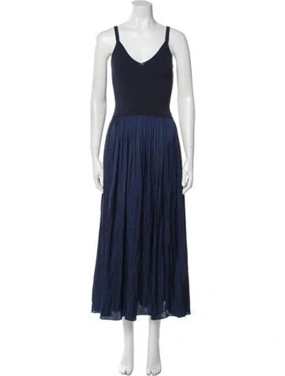 Pre-owned La Ligne V-neck Long Dress In Blue
