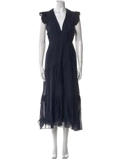 Pre-owned La Ligne V-neck Long Dress In Blue