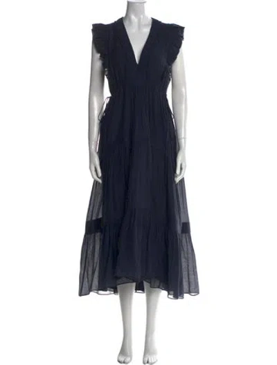 Pre-owned La Ligne V-neck Long Dress In Blue