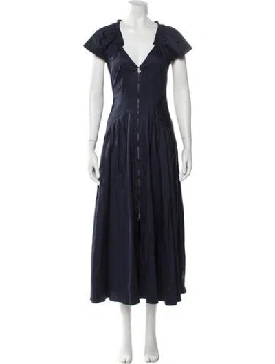 Pre-owned La Ligne V-neck Long Dress In Blue