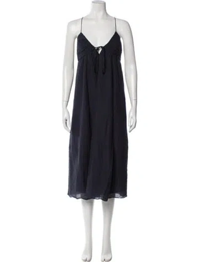 Pre-owned La Ligne V-neck Long Dress In Blue