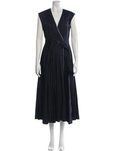 Pre-owned La Ligne V-neck Long Dress In Blue