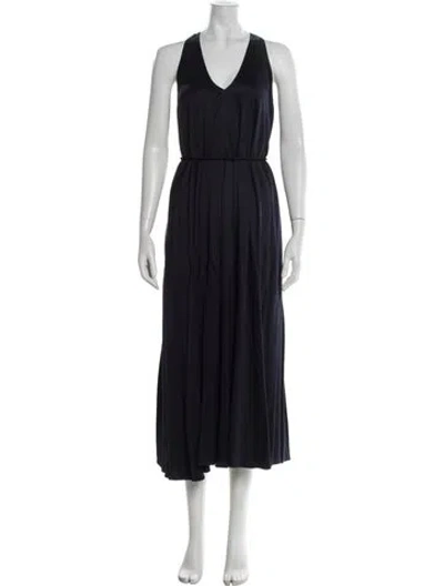Pre-owned La Ligne V-neck Long Dress In Blue