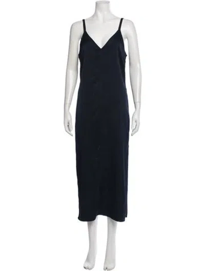 Pre-owned La Ligne V-neck Long Dress In Blue