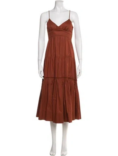 Pre-owned La Ligne V-neck Long Dress In Brown