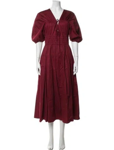 Pre-owned La Ligne V-neck Long Dress In Burgundy