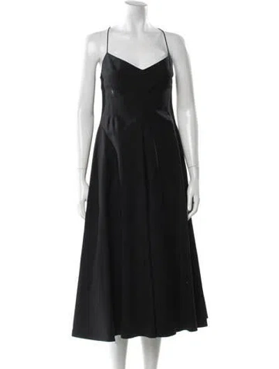 Pre-owned La Ligne V-neck Long Dress In Gray