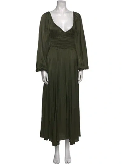 Pre-owned La Ligne V-neck Long Dress In Green