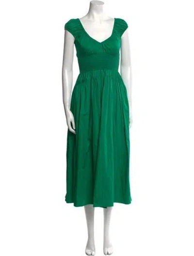 Pre-owned La Ligne V-neck Long Dress In Green
