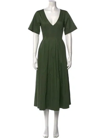 Pre-owned La Ligne V-neck Long Dress In Green