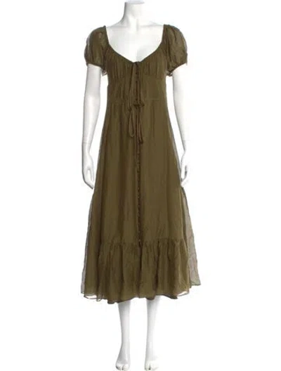 Pre-owned La Ligne V-neck Long Dress In Green