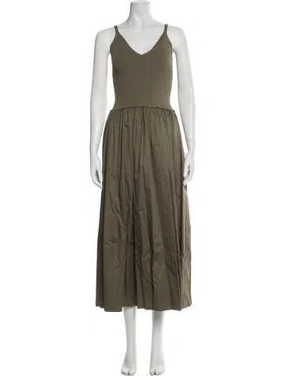 Pre-owned La Ligne V-neck Long Dress In Green