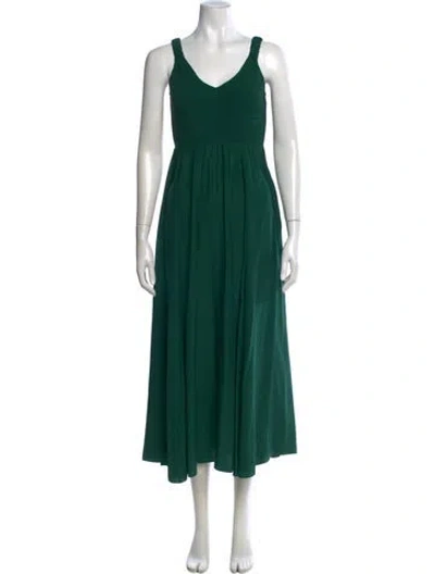 Pre-owned La Ligne V-neck Long Dress In Green