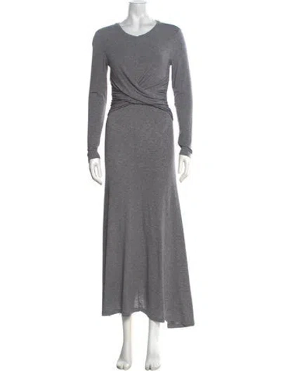 Pre-owned La Ligne V-neck Long Dress In Grey