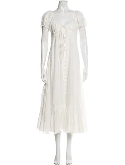 Pre-owned La Ligne V-neck Long Dress In Neutral