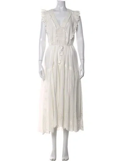 Pre-owned La Ligne V-neck Long Dress In Neutral
