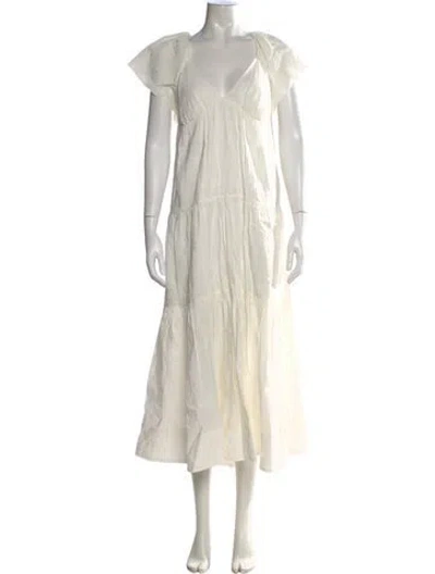 Pre-owned La Ligne V-neck Long Dress In Neutral