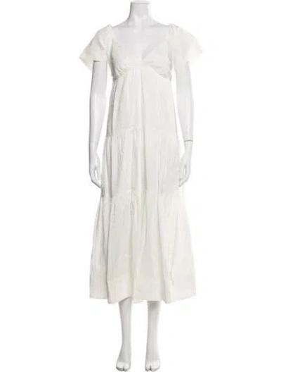 Pre-owned La Ligne V-neck Long Dress In Neutral