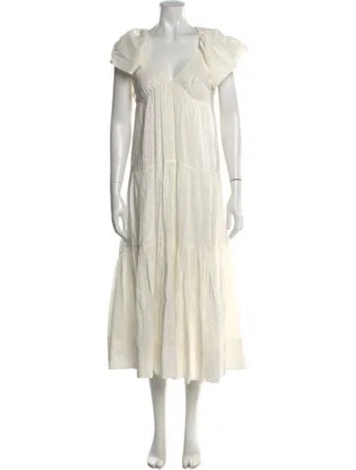 Pre-owned La Ligne V-neck Long Dress In Neutral
