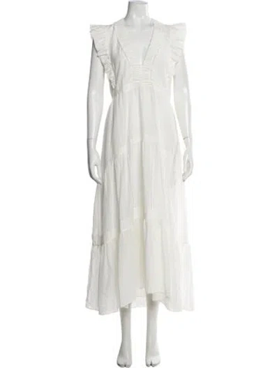 Pre-owned La Ligne V-neck Long Dress In Neutral
