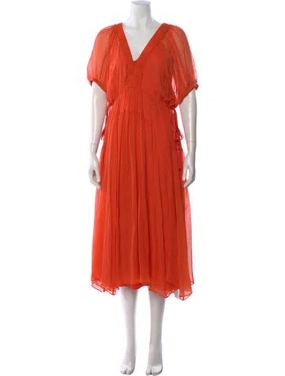 Pre-owned La Ligne V-neck Long Dress In Orange