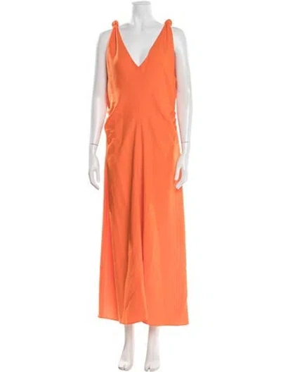 Pre-owned La Ligne V-neck Long Dress In Orange