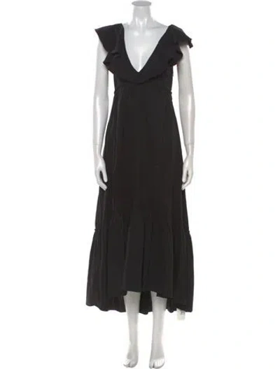 Pre-owned La Ligne V-neck Long Dress W/ Tags In Black